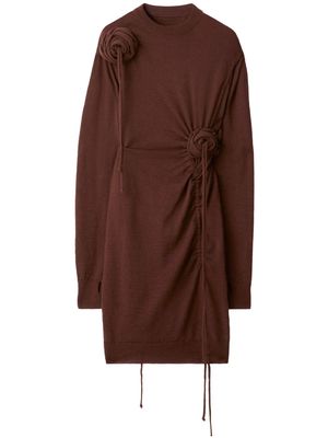 Burberry Rose ruched wool dress - Brown