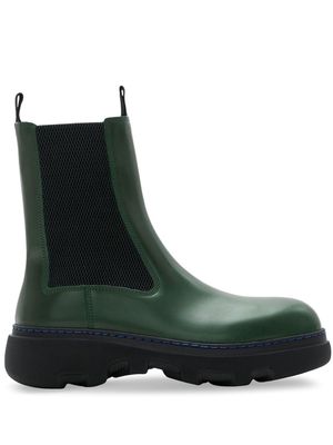 Burberry round-toe leather boots - Green