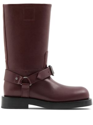 Burberry Saddle buckled leather boots - Red