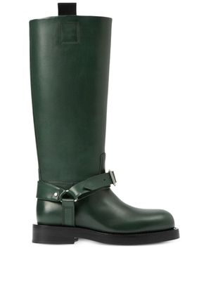 Burberry Saddle knee-high leather boots - Green