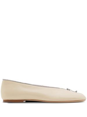 Burberry Sadler Zip leather ballerina shoes - Neutrals