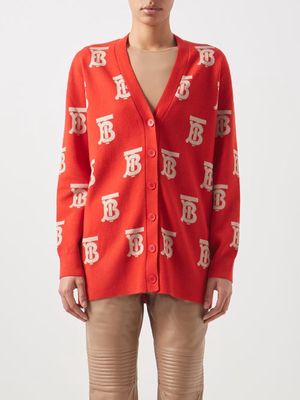 Burberry - Salena Monogram Wool-blend Cardigan - Womens - Red