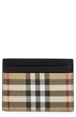 Burberry Sandon Check E-Canvas & Leather Card Case in Archive Beige