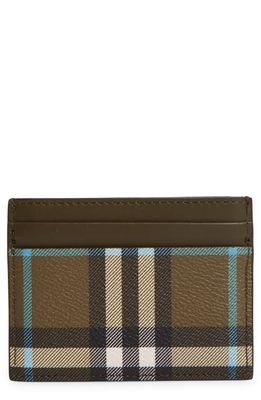 burberry Sandon Check E-Canvas & Leather Card Case in Olive Green