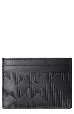 burberry Sandon Check Embossed Leather Card Case in Black