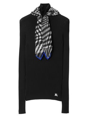 Burberry scarf-detail ribbed jumper - Black
