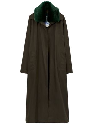 Burberry shearling belted-waist trench coat - Green