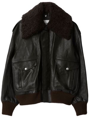 Burberry shearling-collar leather jacket - Black