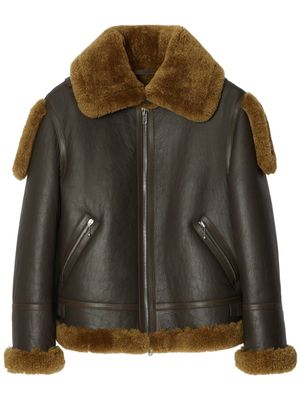 Burberry shearling leather aviator jacket - Green