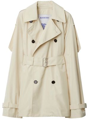 Burberry short silk trench coat - Neutrals