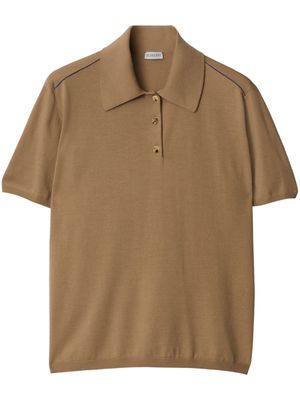 Burberry short-sleeve wool polo shirt - Neutrals