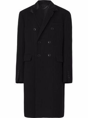 Burberry silk collar double-breasted coat - Black