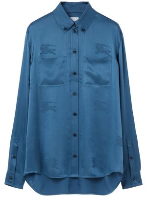 Burberry silk monogram long-sleeved shirt - Blue