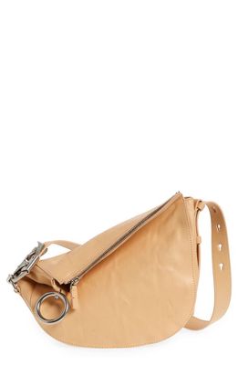 burberry Small Knight Asymmetric Crinkle Leather Shoulder Bag in Beige