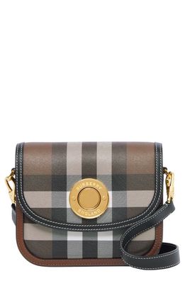 burberry Small Note Check Coated Canvas Satchel in Dark Birch Brown