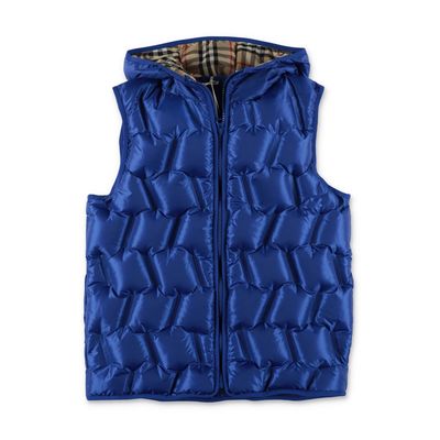 Burberry Smanicato Noah Blu Royal In Nylon Con Cappuccio Bambino