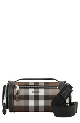 burberry Sound Exaggerated Check Canvas & Leather Bag in Dark Birch Brown