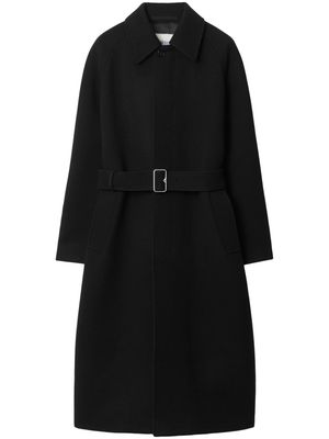 Burberry straight-point collar belted-waist coat - Black