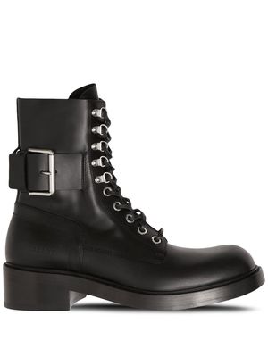 Burberry strap-detail leather ankle boots - Black