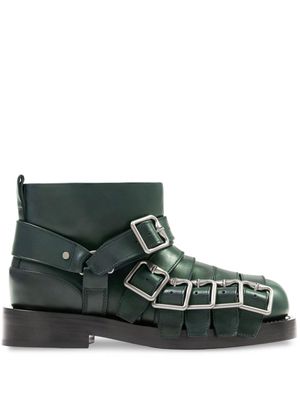 Burberry strap-detail leather ankle boots - Green