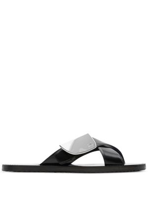 Burberry Strip Shield leather slides - Black