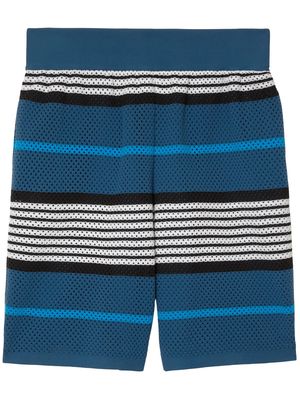Burberry stripe-print knit shorts - Blue