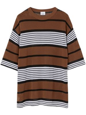 Burberry stripe-print oversized T-shirt - Brown