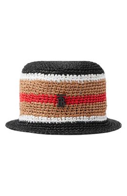 burberry Stripe Raffia Bucket Hat in Archive Beige Ip