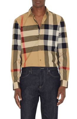 burberry Summerton Heritage Check Cotton Button-Up Shirt in Archive/Beige