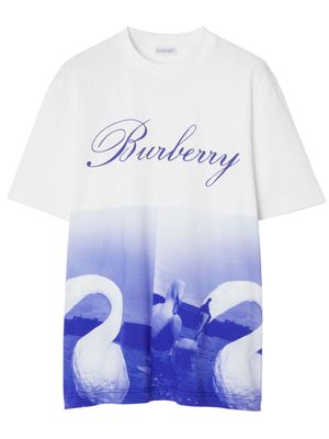 Burberry swan-print cotton T-shirt - White
