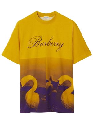 Burberry Swan-print logo cotton T-shirt - Yellow