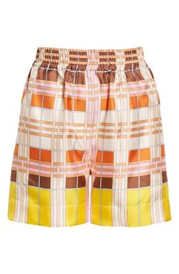 burberry Tawney Abstract Check Silk Shorts in Pink