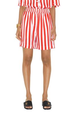 burberry Tawney Stripe Silk Shorts in Bright Chili Red Ip