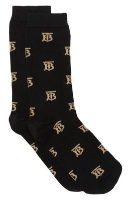 burberry TB Jacquard Crew Socks in Black