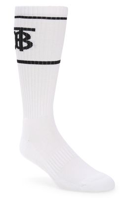 Burberry TB Monogram Crew Socks in White