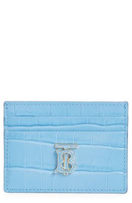burberry TB Monogram Croc Embossed Leather Card Case in Cool Cornflower Blue