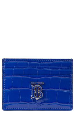 burberry TB Monogram Croc Embossed Lether Card Case in Knight