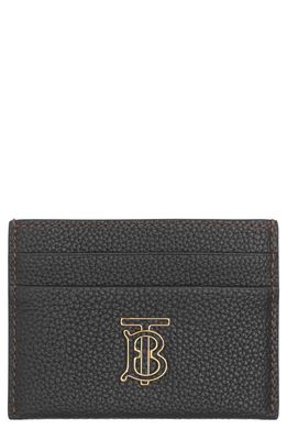 burberry TB Monogram Pebbled Leather Card Case in Black