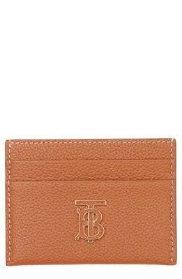 burberry TB Monogram Pebbled Leather Card Case in Warm Russet Brown