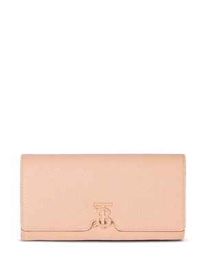 Burberry TB-plaque grained leather wallet - Pink