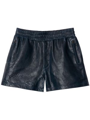 Burberry textured lambskin leather shorts - Blue