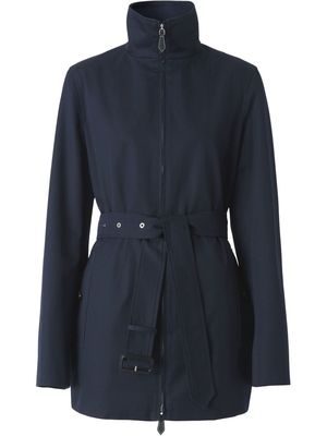 Burberry tied-waist zip-fastening coat - Blue
