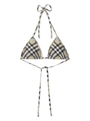 Burberry triangle-cup checked bikini top - Neutrals