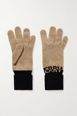 Burberry - Two-tone Intarsia-knit Cashmere-blend Gloves - Neutrals