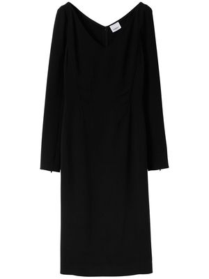 Burberry V-neck long-sleeve cady dress - Black