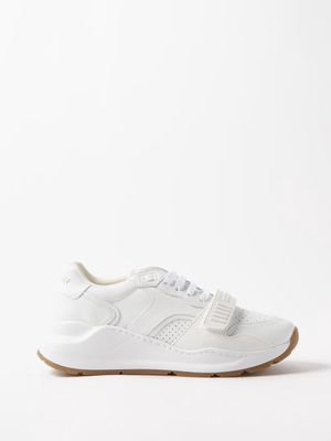 Burberry - Velcro-strap Leather Trainers - Mens - White