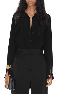 burberry Veronica Lace Inset Silk Blouse in Black
