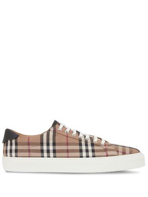 Burberry Vintage Check leather-trim sneakers - Brown