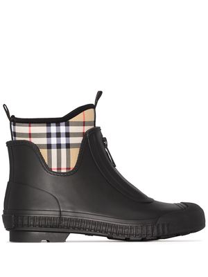 Burberry Vintage check neoprene and rubber rain boots - Black