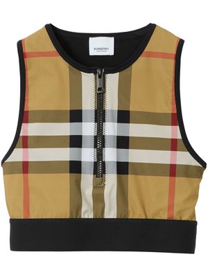 Burberry Vintage Check-pattern sleeveless crop top - Black